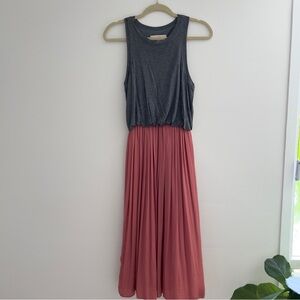 LOFT Duet Gray and Salmon Midi Dress Size XS